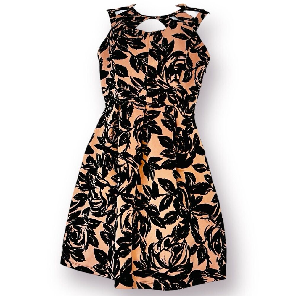 Sweet Storm Juniors Pink Black Mesh Floral Velvet Fit Flare Dress Size Medium